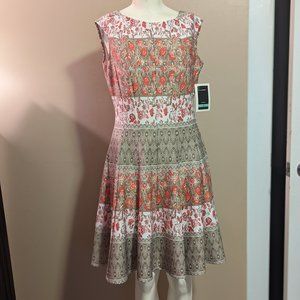 Julian Taylor Ivory Flame Sleeveless Dress